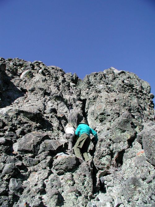 Castle Peak D and E on belay