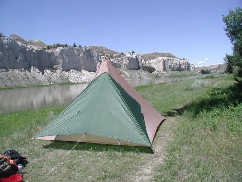 Oware pyramid and tarp used together for darker shade on a hot day.